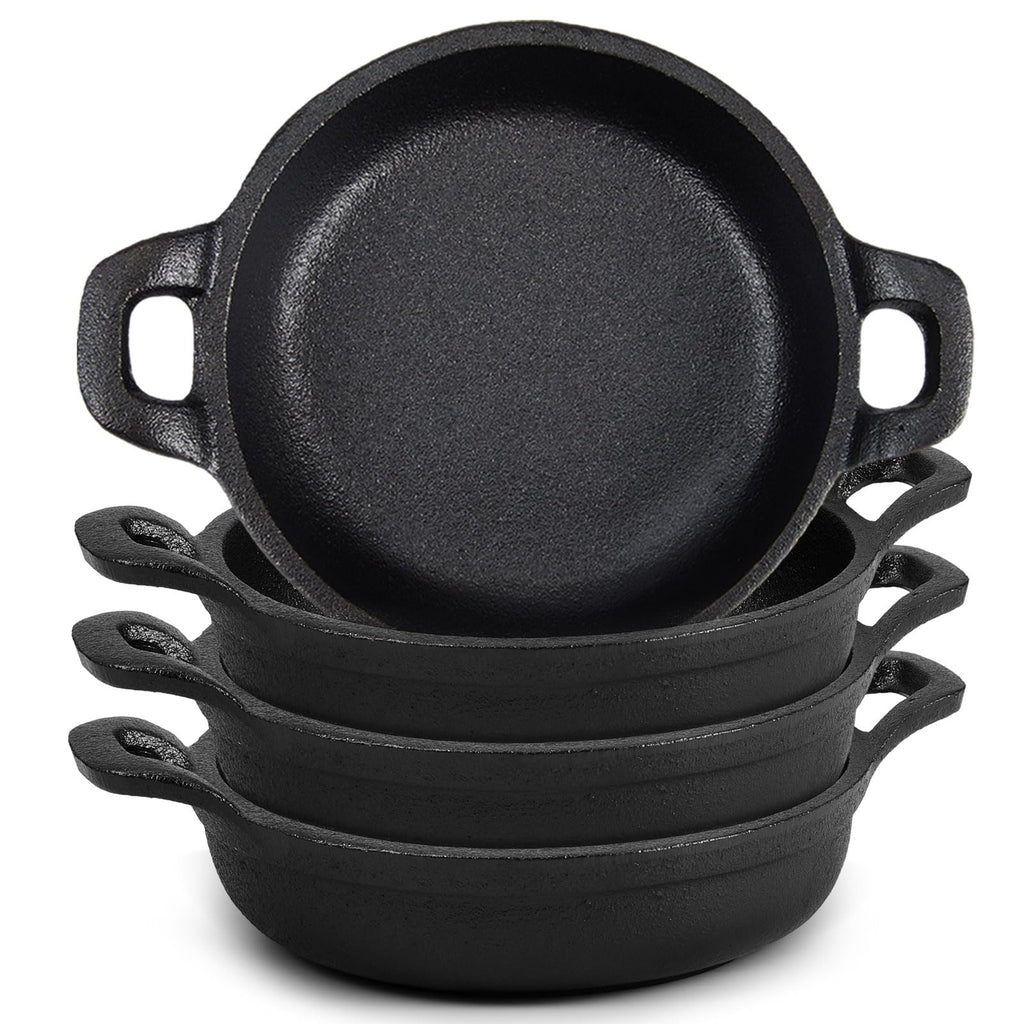 Ziliny 6 Pack Mini Cast Iron Skillets 6.3 x 6.3 x 1.5 Inch Pan Ramekin Set