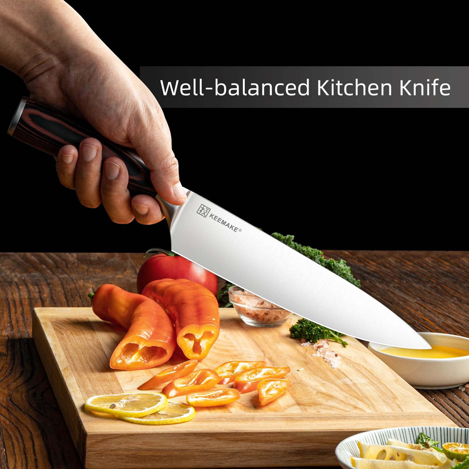 KEEMAKE Kitchen Knife Set of 5, Professional Razor Sharp Chef Knife Set