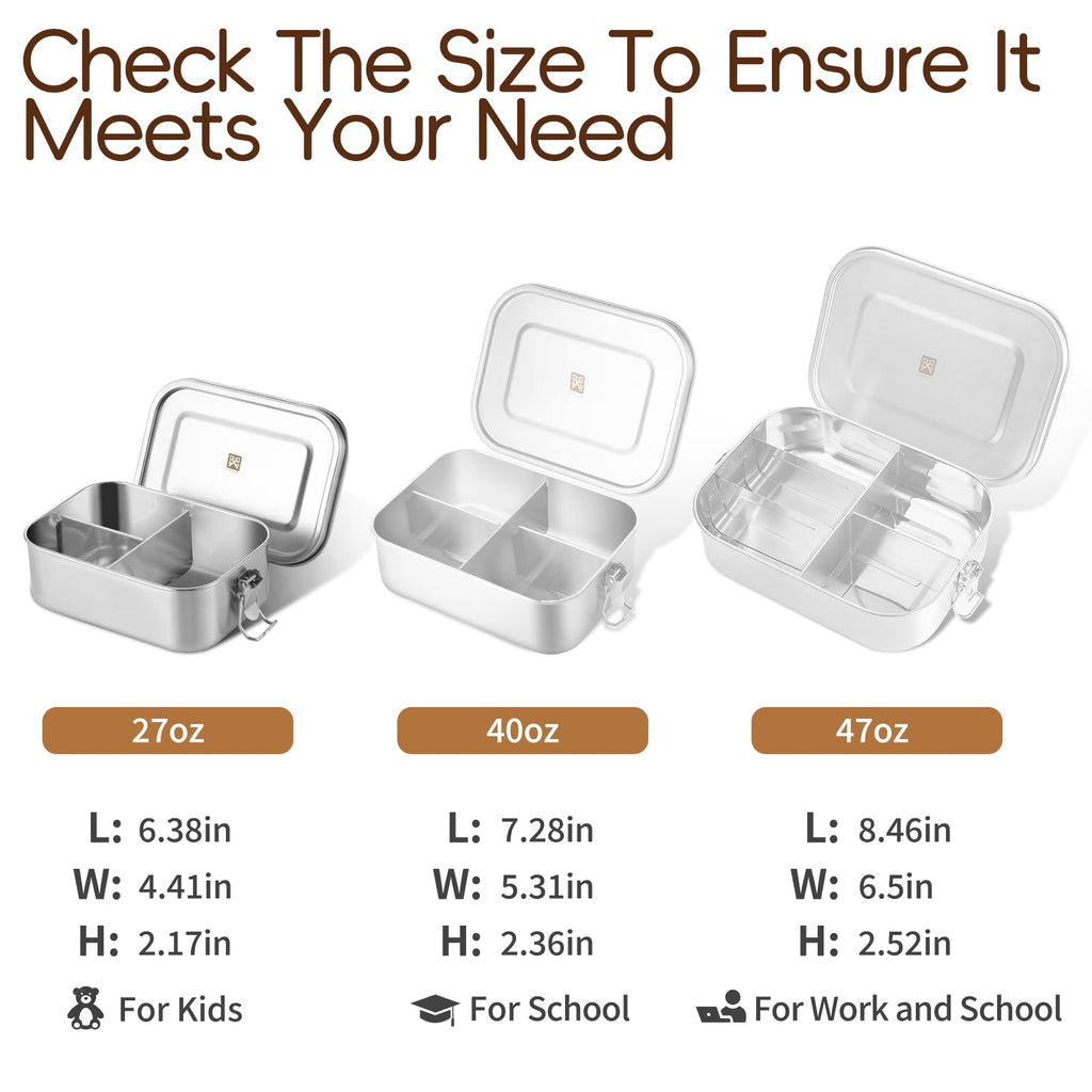 GOLDEN KEY 27oz Stainless Steel Bento Box for Kids,800ml Stainless Steel Lunch Box with Leakproof Condiment Container,3 Compartment Snack Containers,Freezer & Dishwasher Safe (Green)