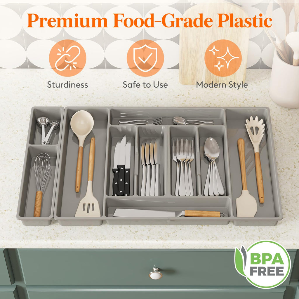 Lifewit Silverware Organizer, Plastic Kitchen Utensil Drawer Tray