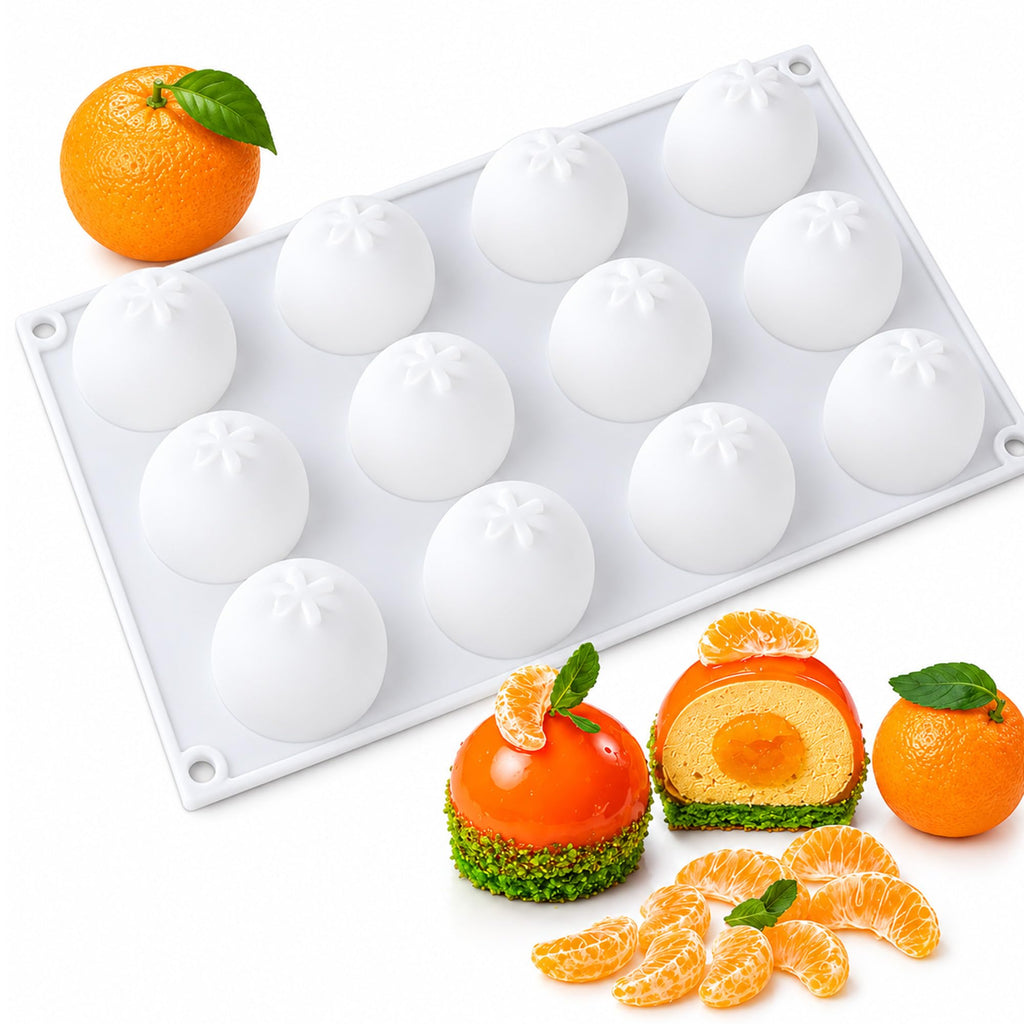 OCPO Kitchen Orange Silicone Mold for Baking Mousse Cake, 8 Cavities