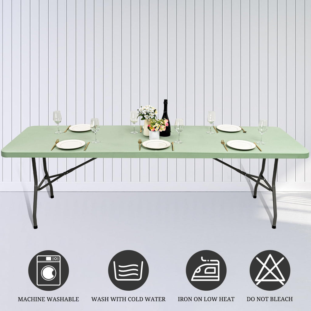 REWOMC 6 Pack Stretch Table Top Cap Cover, Sage Green, 30" x 96"