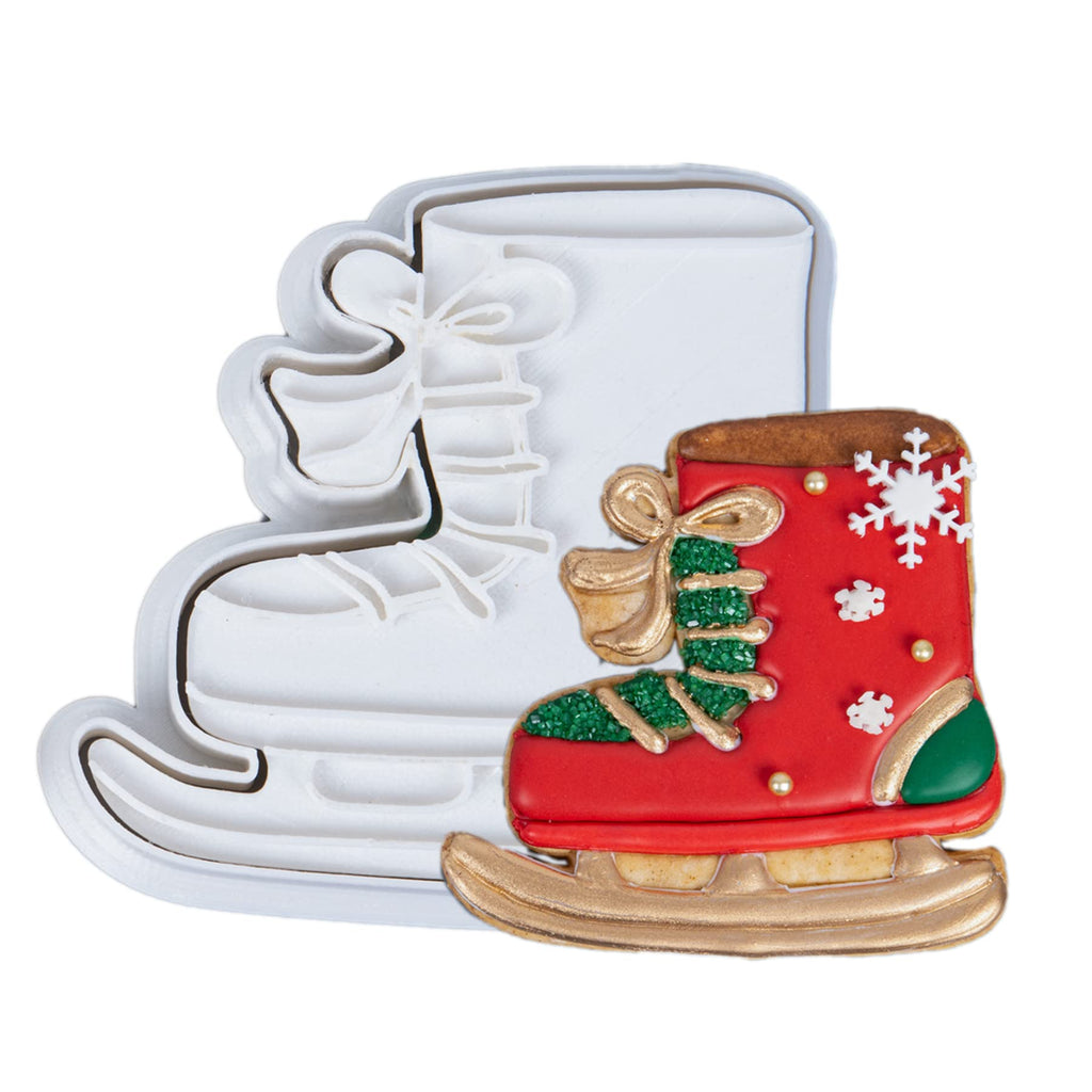Flycalf Christmas Cookie Cutters Nutcracker Shapes with 3D Stamper Fall Holiday PLA Baking Accessories Cutter Molds Gifts for Kids Decorative Party 3.5" Kitchen Cake Supplies