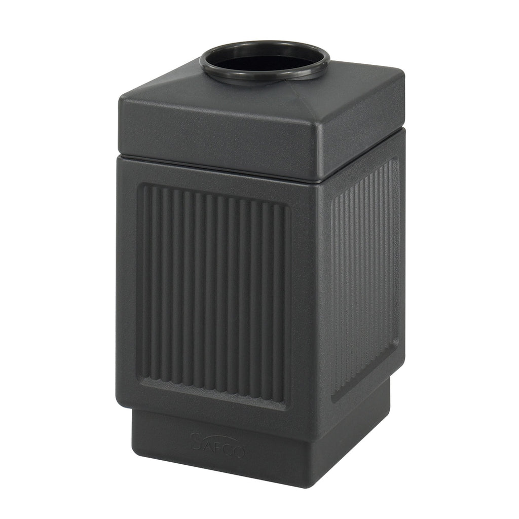 Safco Canmeleon Trash Can, 38 Gallons, Indoor and Outdoor Use, Open Top, Durable & Weather-Resistant Commercial Garbage Can, Black