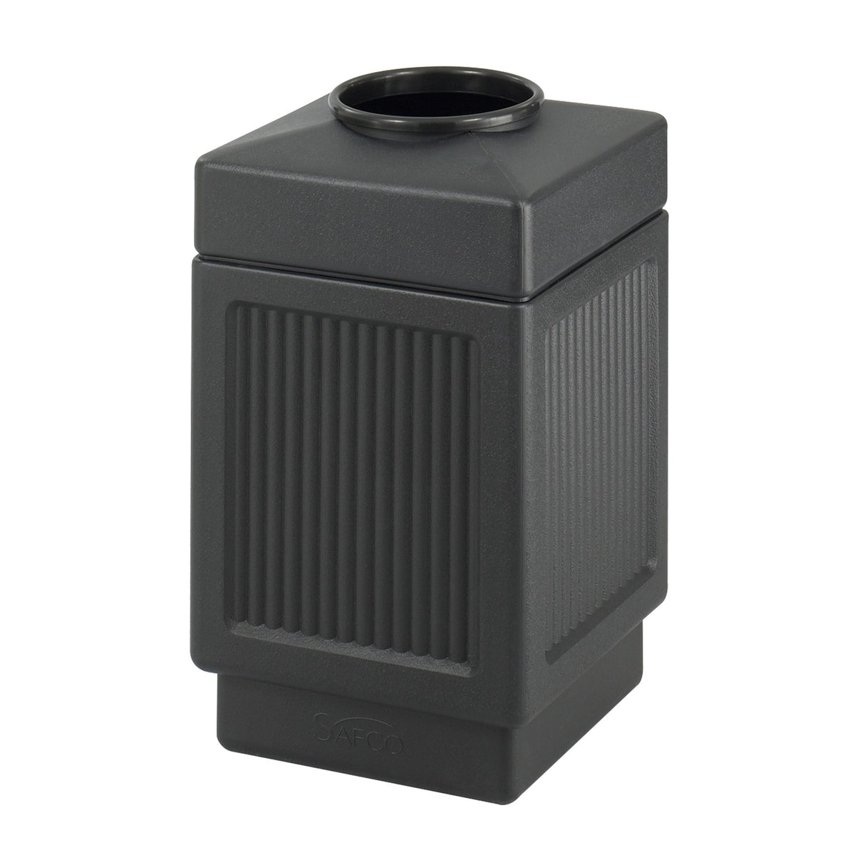 Safco Canmeleon Trash Can, 38 Gallons, Indoor and Outdoor Use, Open Top, Durable & Weather-Resistant Commercial Garbage Can, Black