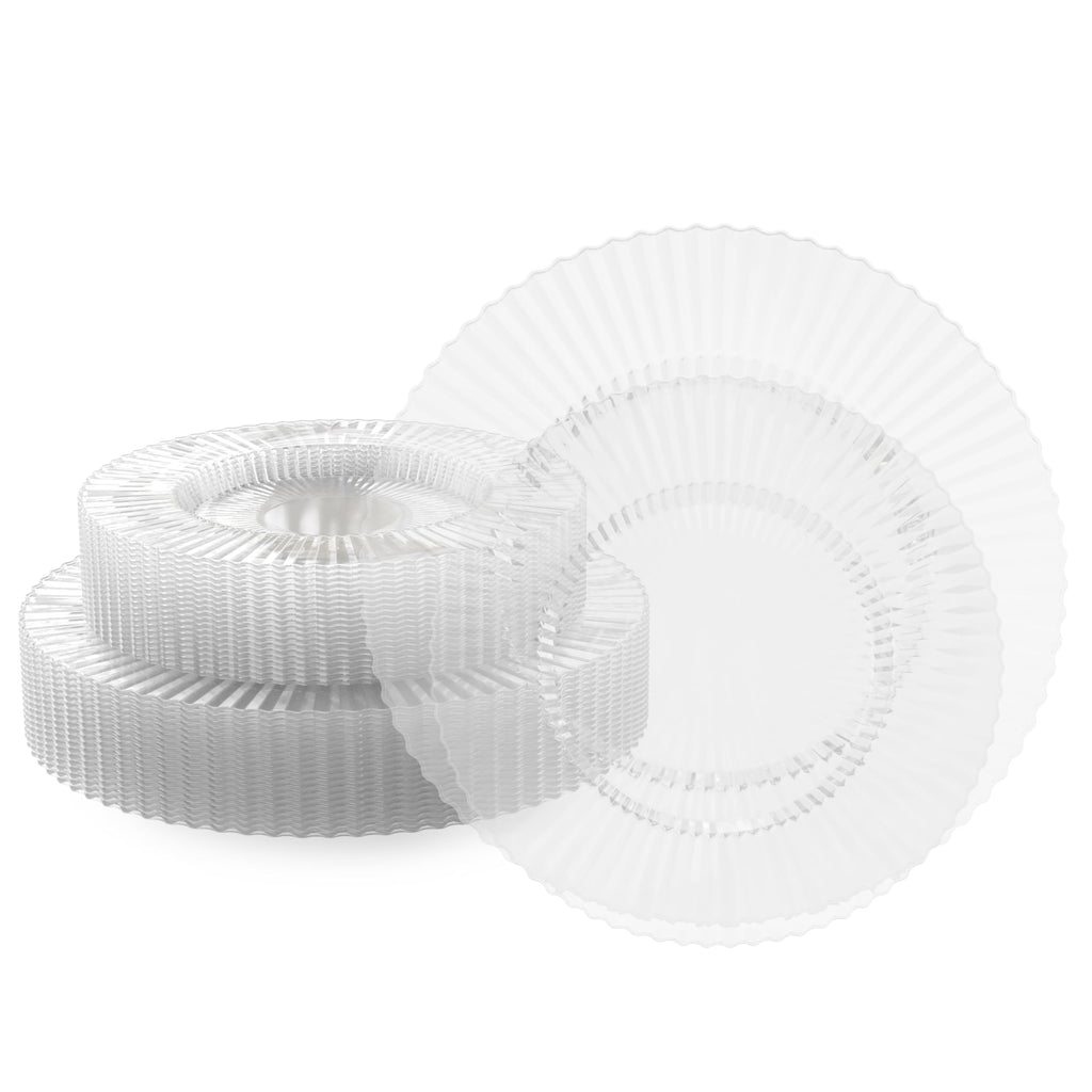 Exquisite 80 Piece Plastic Disposable Plates Set for 40 Guests I 40 X 9 Inch & 40 X 11 Inch Disposable Plastic Plates | Color: Blue | Great for Weddings Parties and Formal Occasions