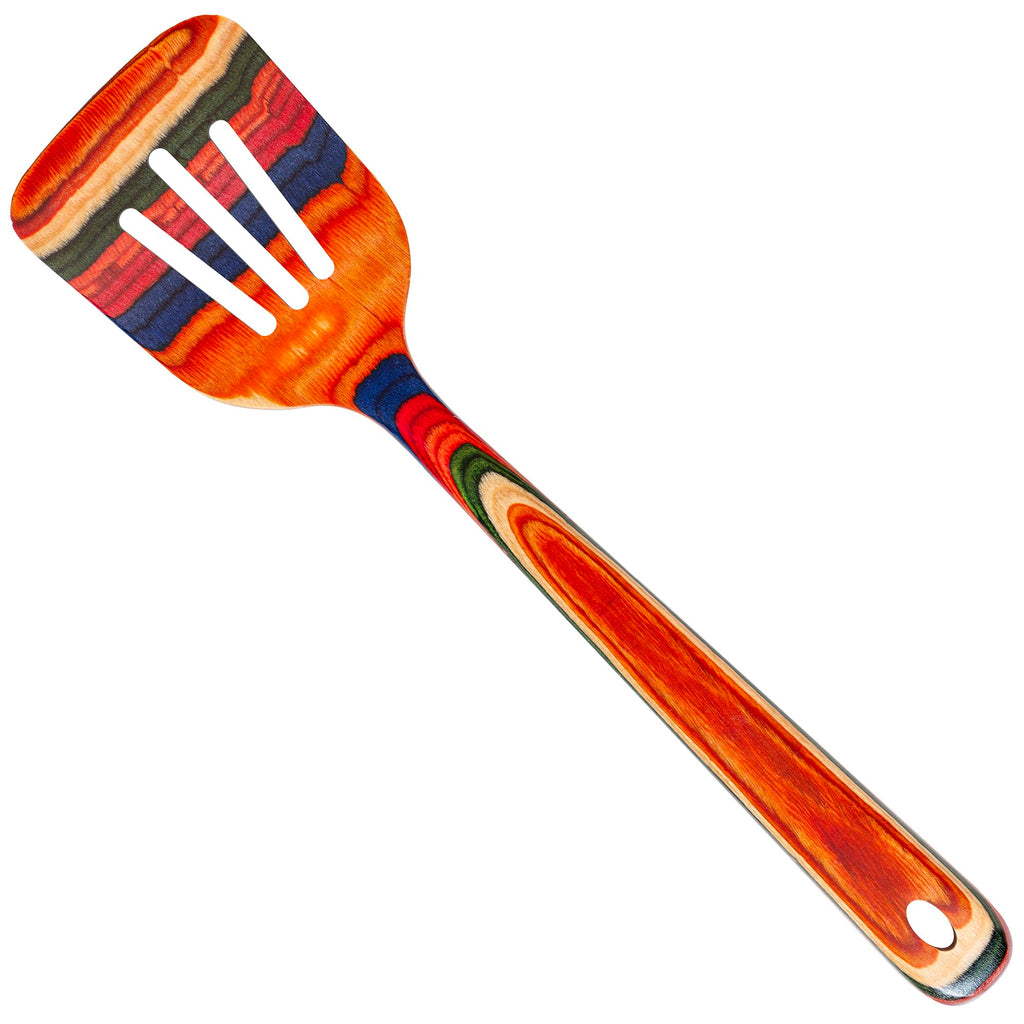 Baltique Marrakesh Collection Colorful Wooden Slotted Spatula, 12.5" Long