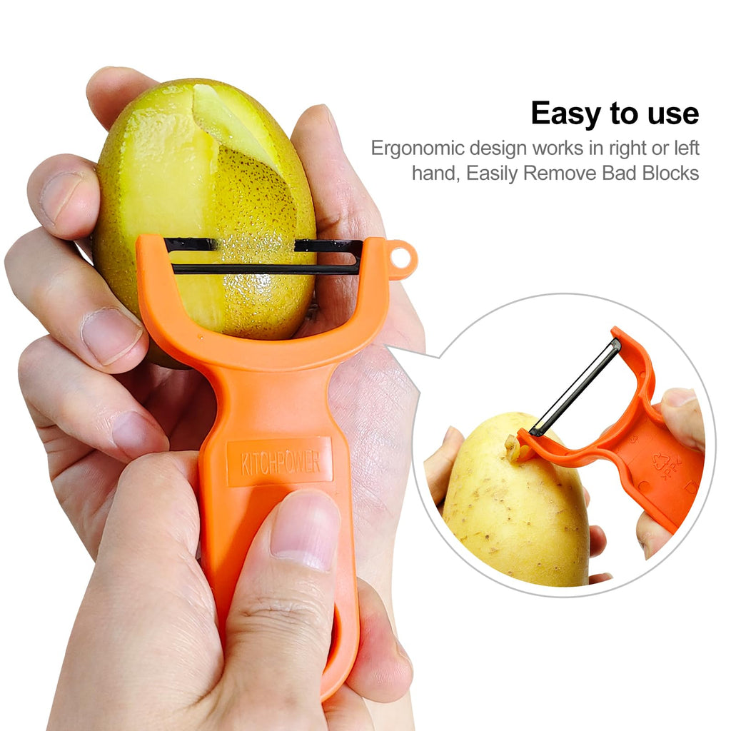 Original Vegetable Fruit Peeler Carbon Steel Blade 3 Pack Orange/Blue/Yellow…