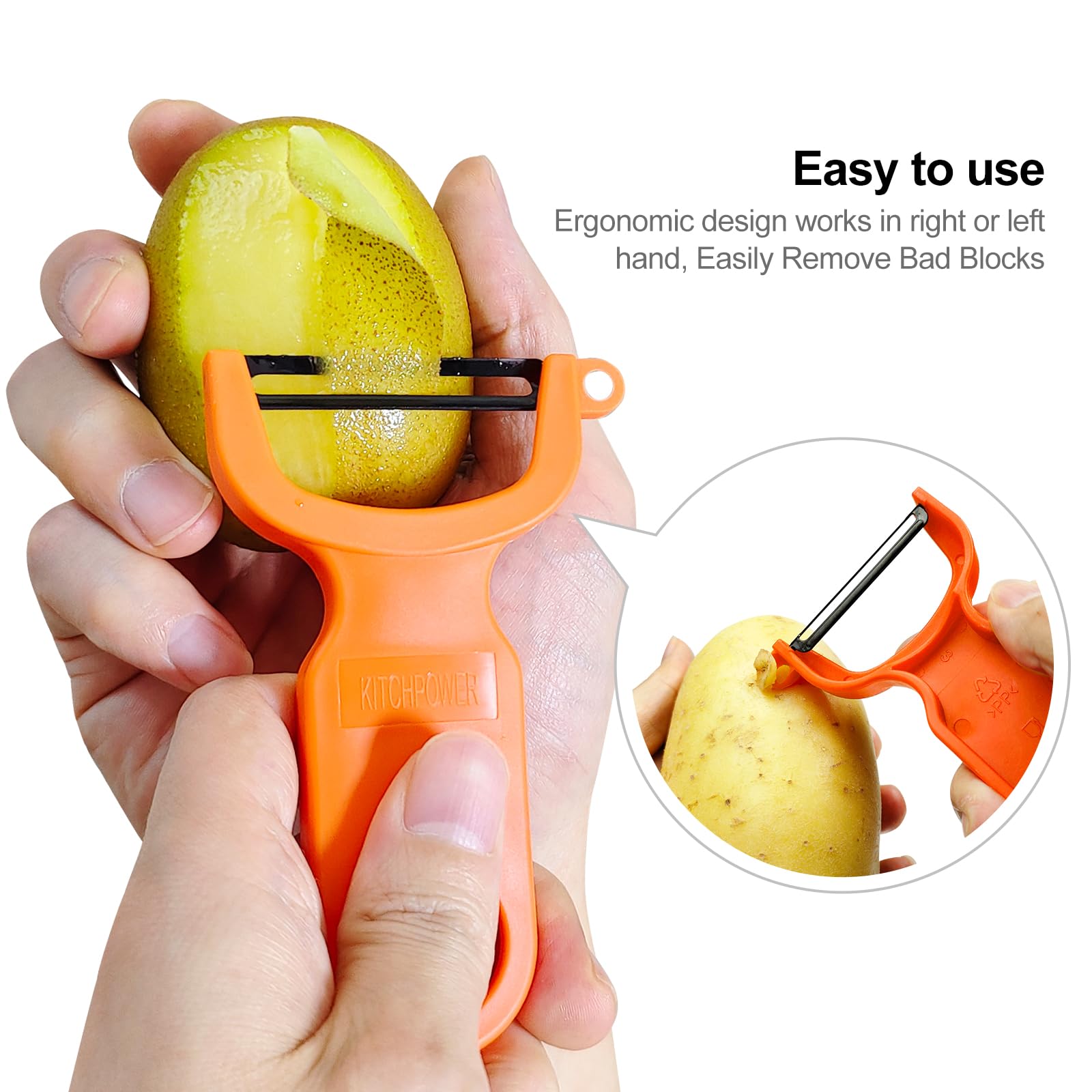 Original Vegetable Fruit Peeler Carbon Steel Blade 3 Pack Orange/Blue/Yellow…