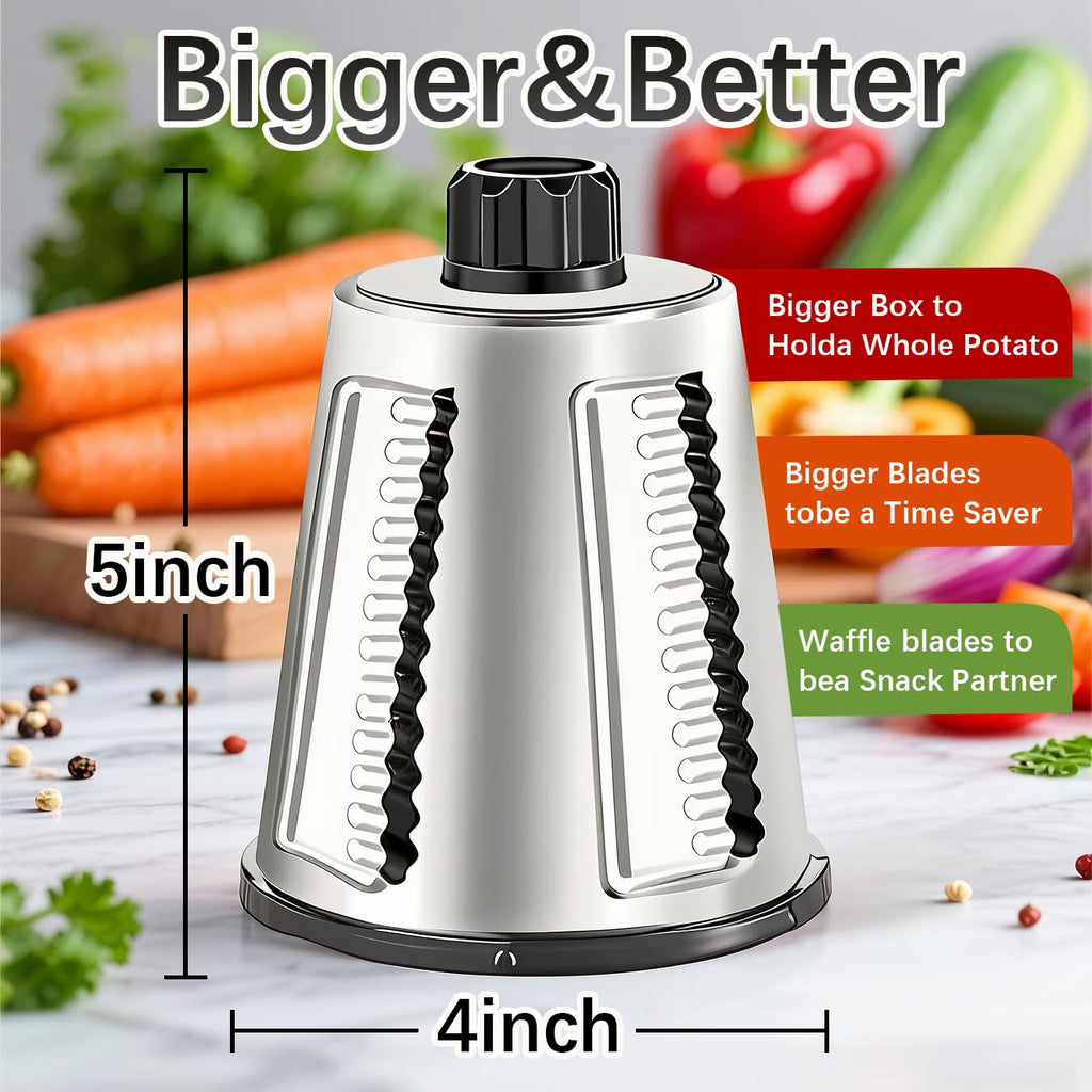 VEKAYA Rotary Cheese Grater Hand Crank, 4 blades Cheese Shredder (Black)