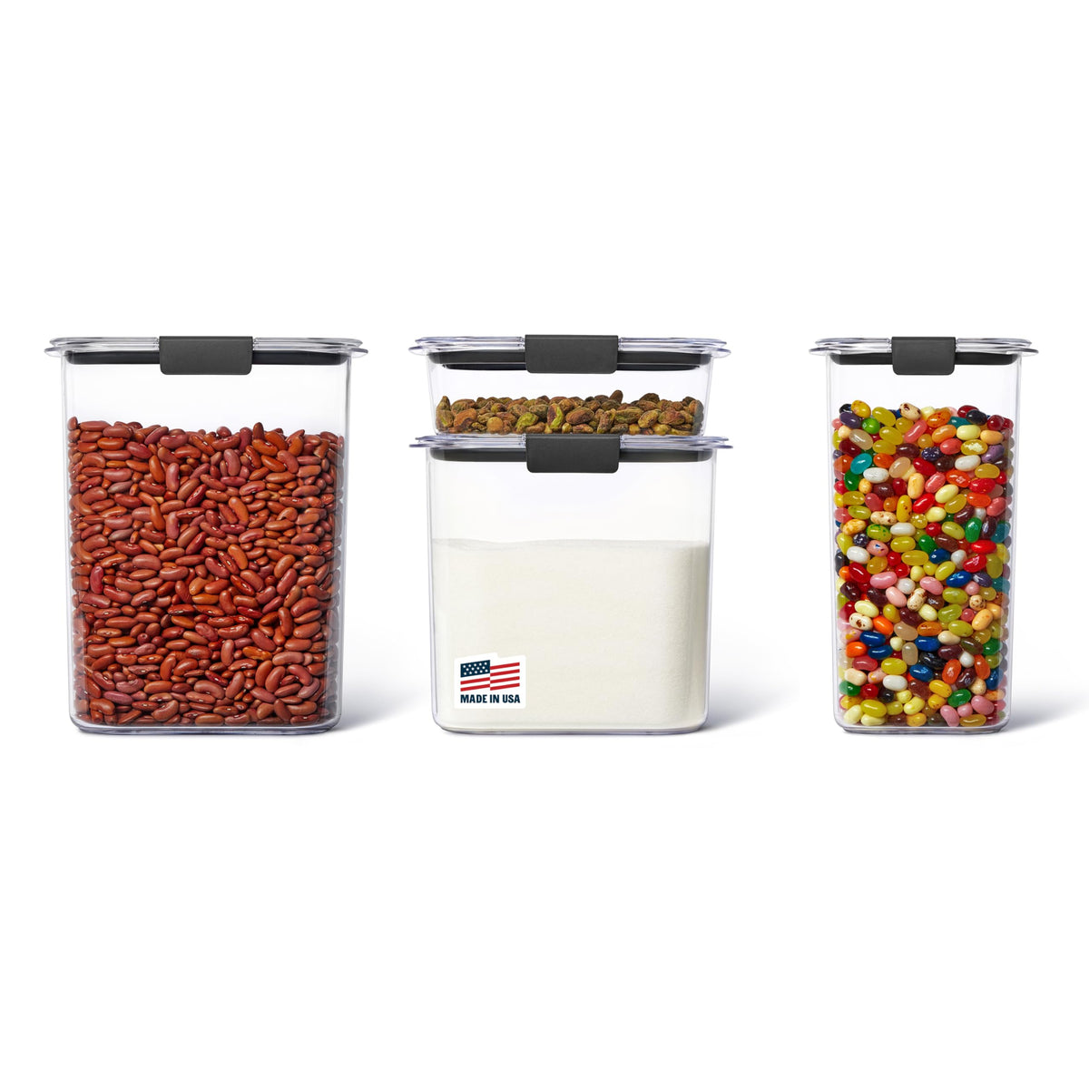 Rubbermaid Brilliance Pantry Food Storage Containers, Set of 4 (8 Pieces), BPA-Free, Clear, Airtight