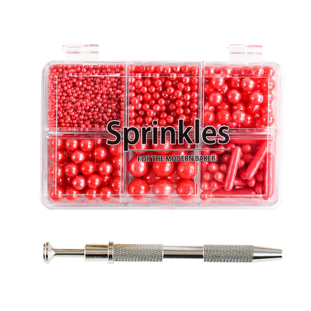 Kasvan Green Mix Sugar Sprinkles - Edible Candy Pearls with 4-Claw Sprinkle Pen,118g/4.16 Oz, Gift Box Pack, Baking Cake Decorations, Ice Cream Toppings and Cookie Decorating (Green)