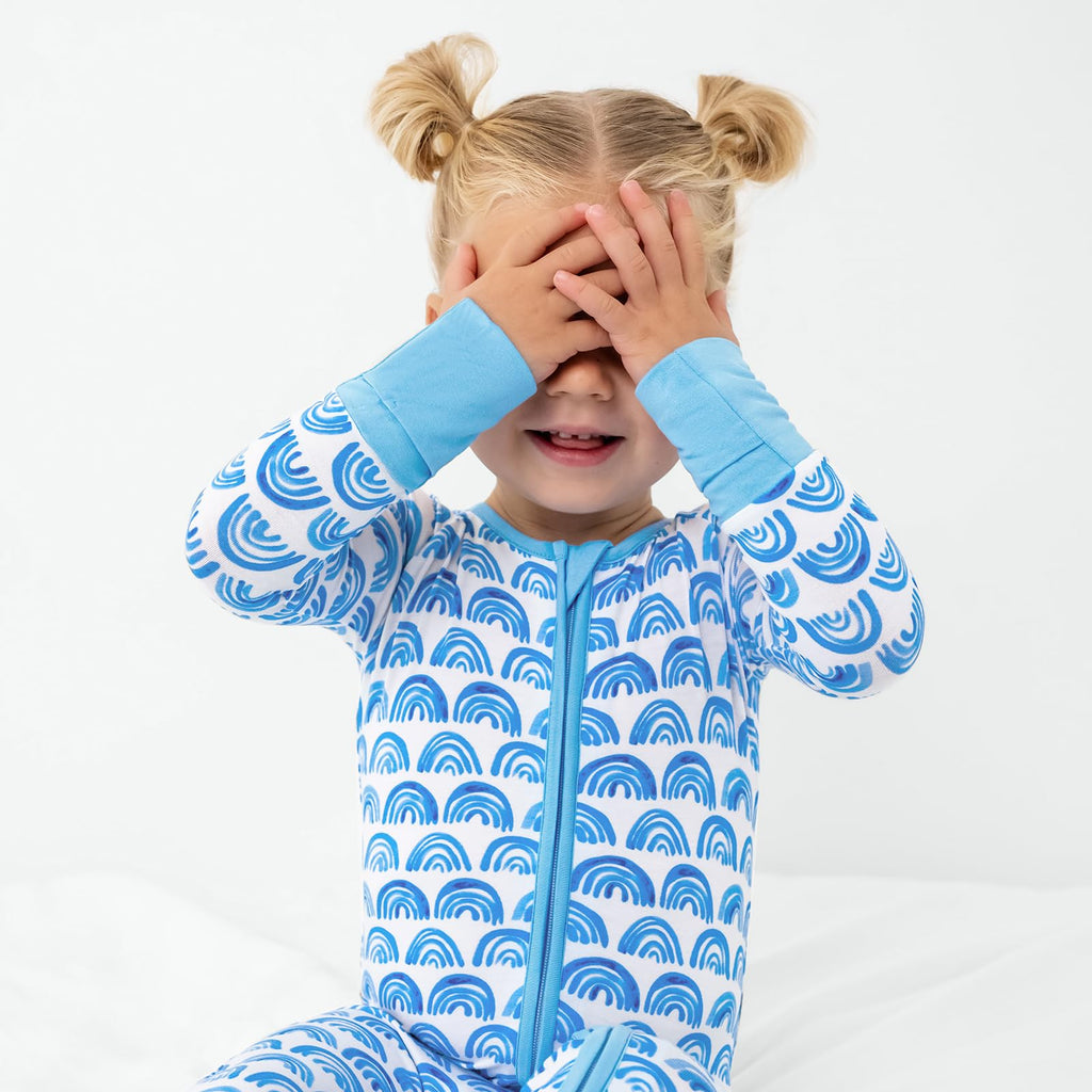 Little Sleepies Baby Pajamas, Blue Rainbows, Preemie