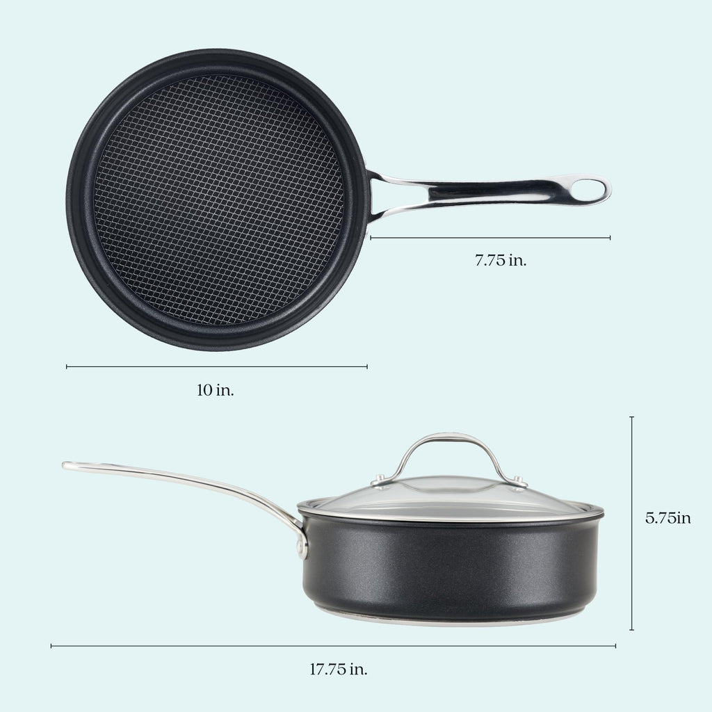 Anolon X Hybrid Nonstick Induction Saute Pan With Lid, 3.5 Quart - Charcoal Gray
