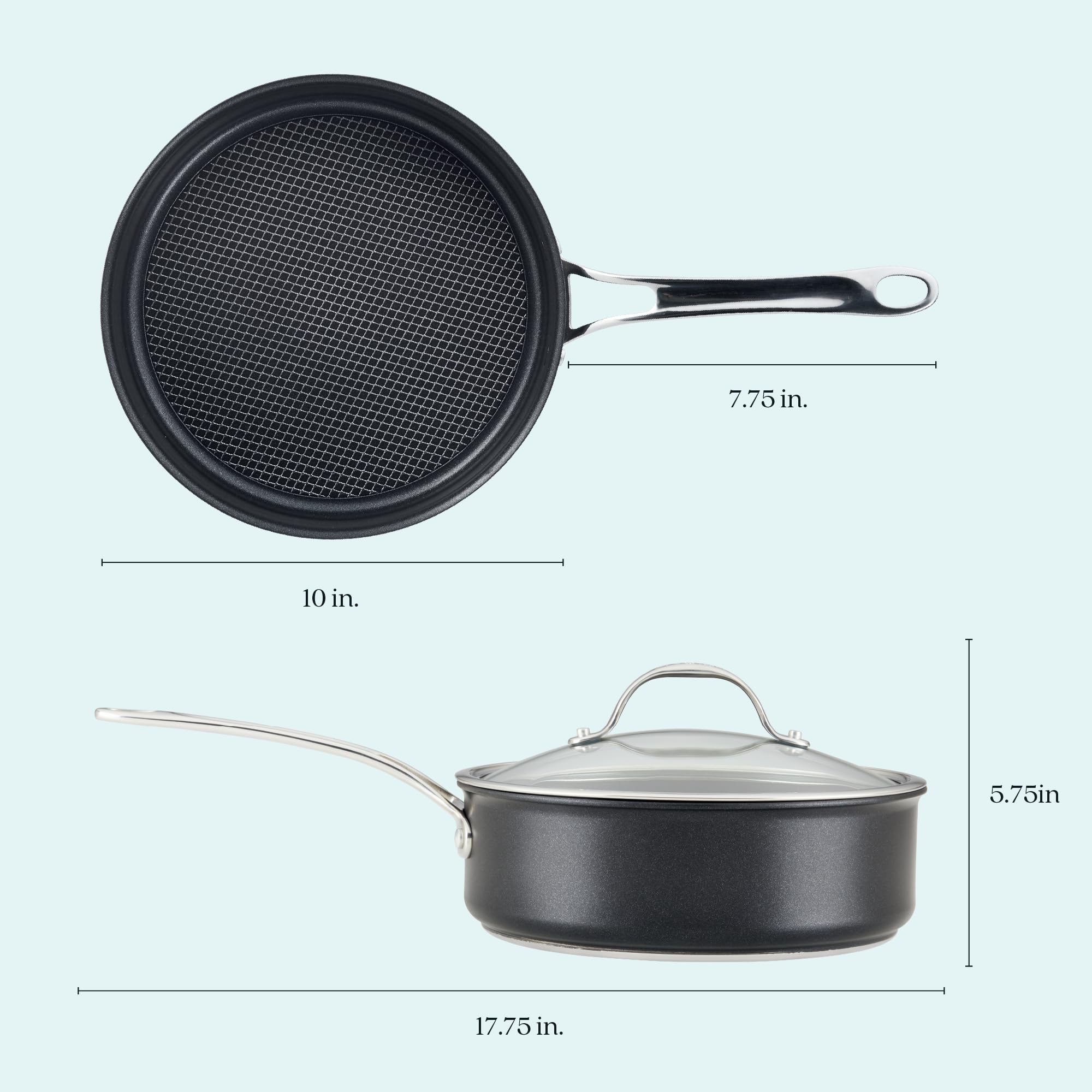 Anolon X Hybrid Nonstick Induction Saute Pan With Lid, 3.5 Quart - Charcoal Gray