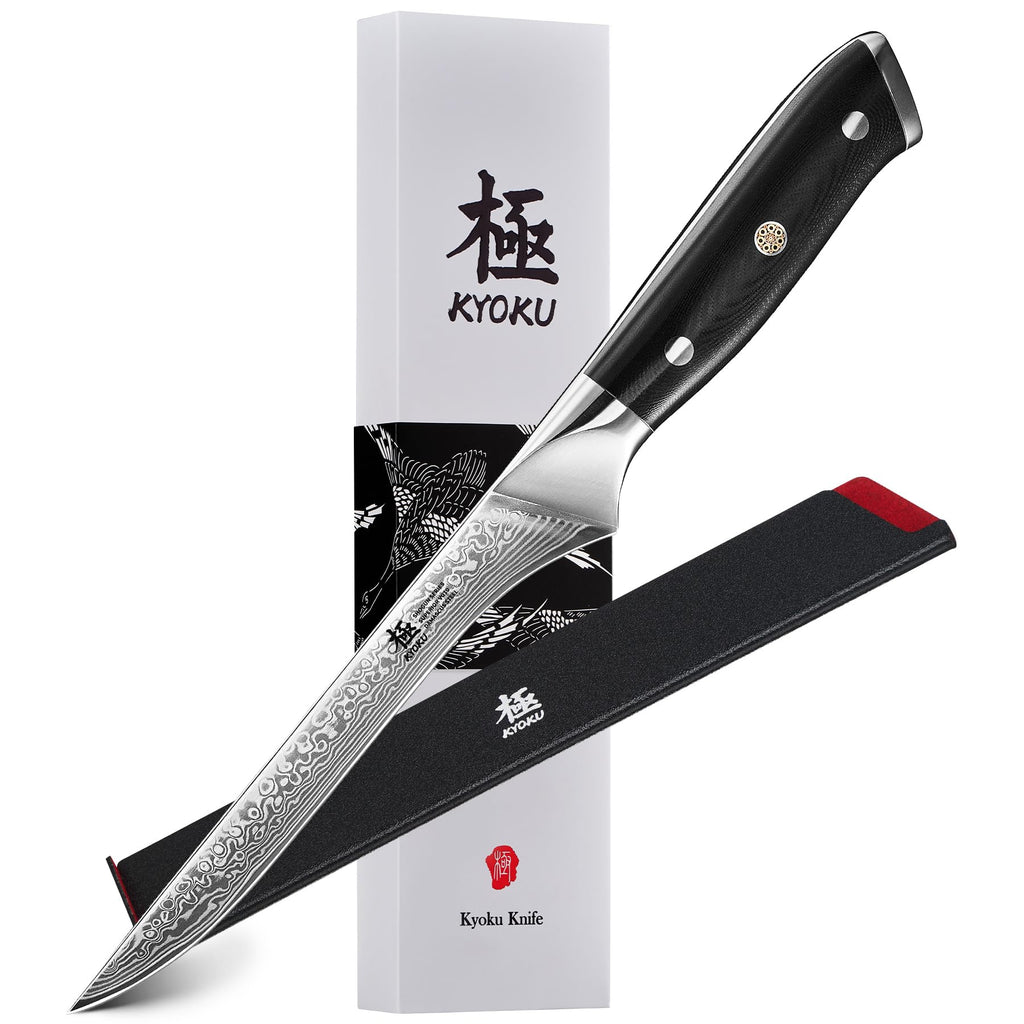KYOKU Vegetable Cleaver Knife - 7" - Shogun Series - Japanese Style VG10 Steel Core Forged Damascus Blade - with Sheath & Case