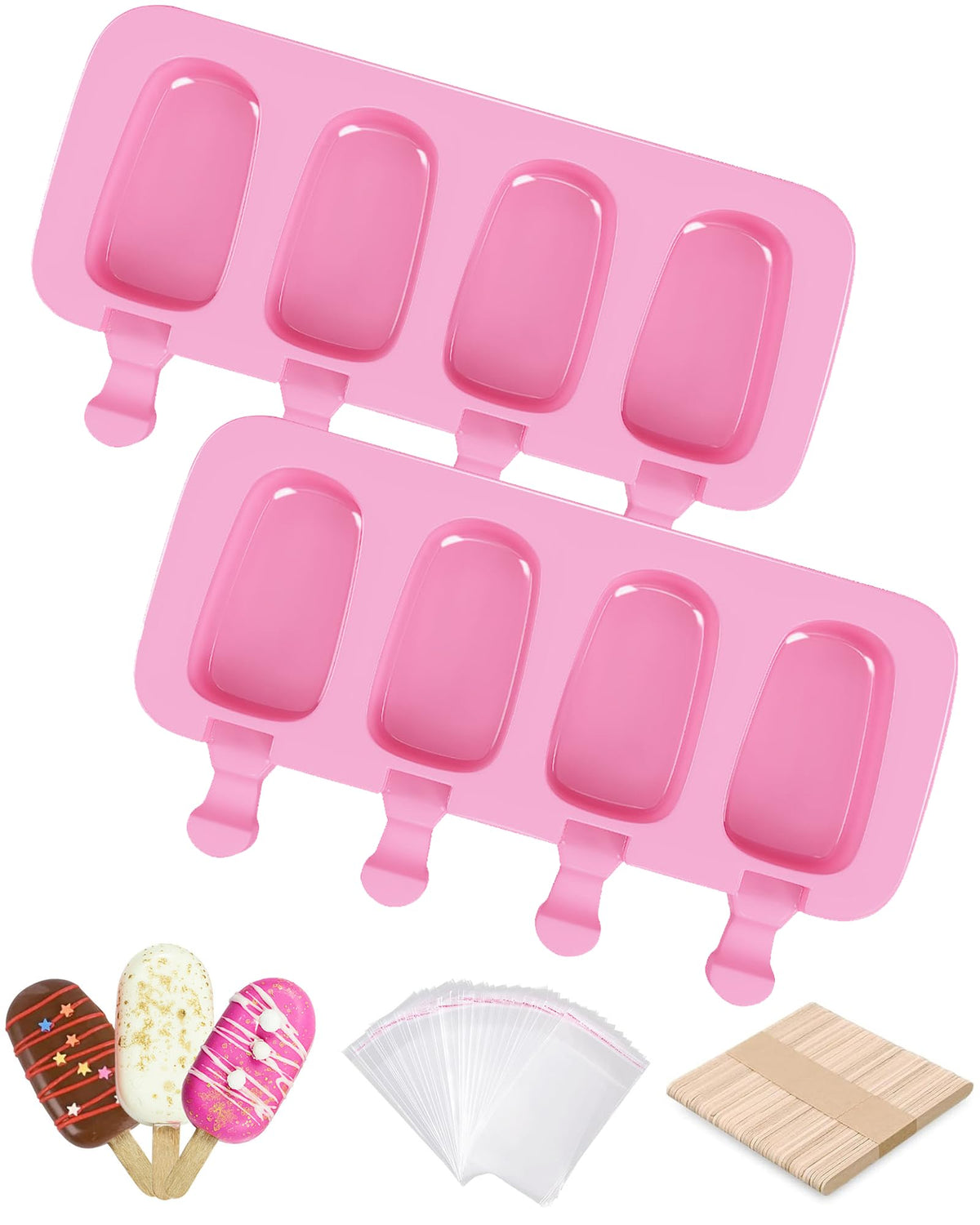Ouddy Life Popsicle Molds Set of 2, Ice Pop Molds Silicone Cake Pop Mold
