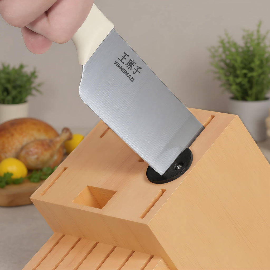 WANGMAZI 15-Pcs Knife Block Set, High Carbon Steel