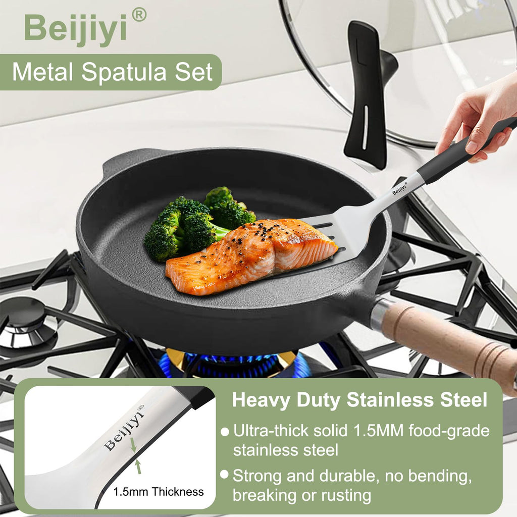 Beijiyi 2-Piece Stainless Steel Slotted Spatula Set, 13.3" & 11.3"