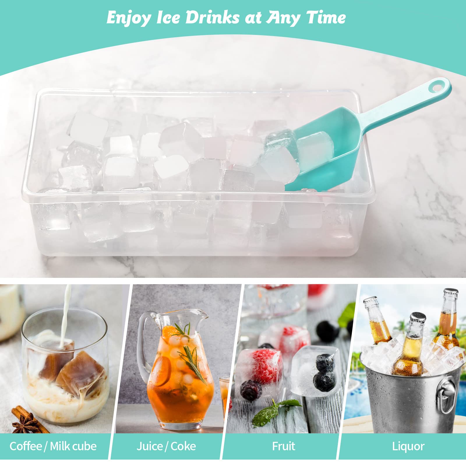 Silicone Ice Cube Tray with Leak-Proof Lid & Storage Bin for Freezer – BPA-Free 36-Piece Nugget Ice Molds, Spill-Resistant Cover & Ice Scoop Container Cover