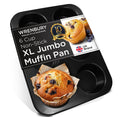 Wrenbury Jumbo Muffin Pan 4" Cup - Nonstick XL Deep Muffin Pan for Baking