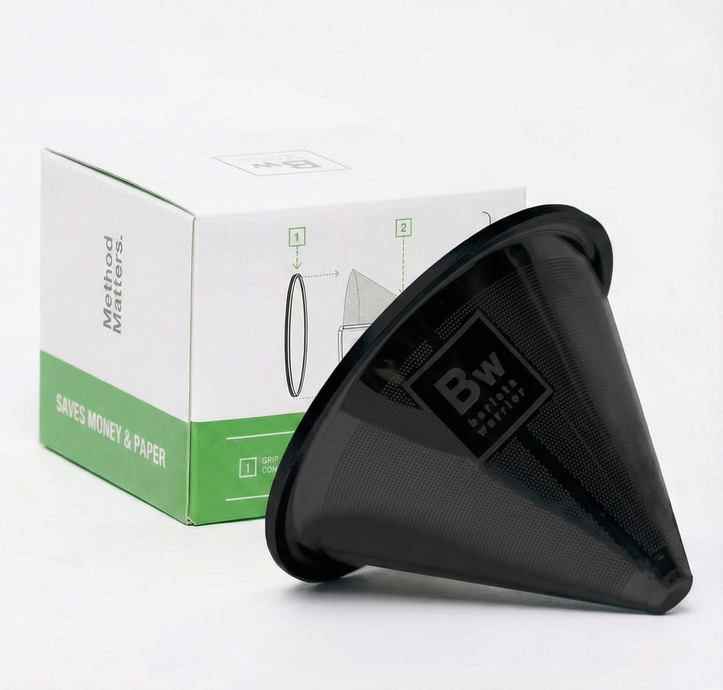 Barista Warrior Reusable Coffee Filter, Pour Over Dripper, Black