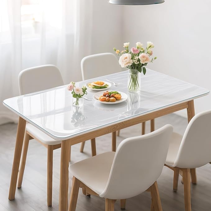 Clear Table Protector 42 x 78 Inch, 1.4mm Thick Waterproof PVC Plastic Table Cover, Durable Table Pad for Dining Room, Kitchen, Writing Desk, and Coffee Tables