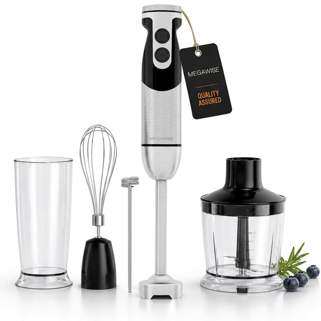 MEGAWISE 1000W Hand Blender,Multi-Attachment Immersion Blender with Chopper