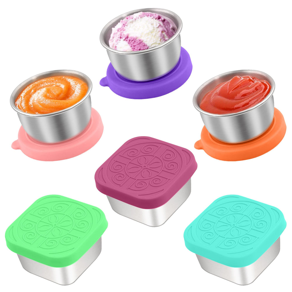 Qukaka 1.6 oz Stainless Steel Salad Dressing Containers with Lids, 6 Pack