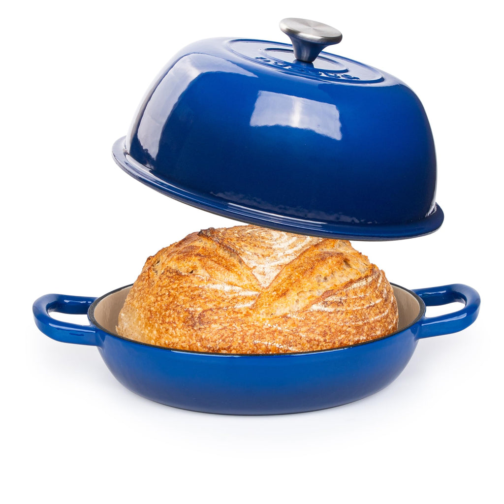 Enamelled Cast Iron Dutch Oven Pot – Dutch Oven For Sourdough Bread Baking – Cast Iron Bread Pot – Blue, 6 Quarts, 26cm – by Nuovva