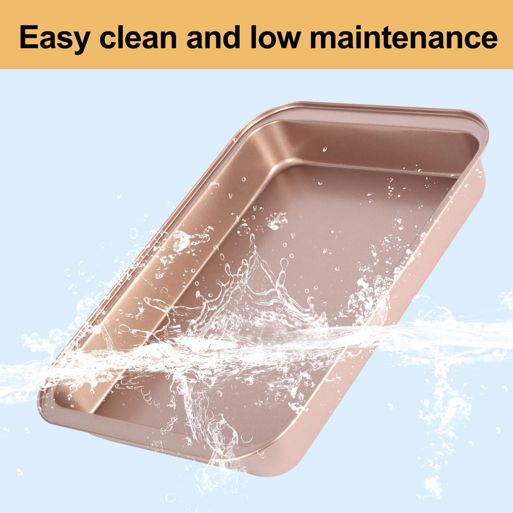 Barlket 9x13 Baking Pan & Dish, 13x9 Nonstick Rectangle Cake Pan, Rose Gold