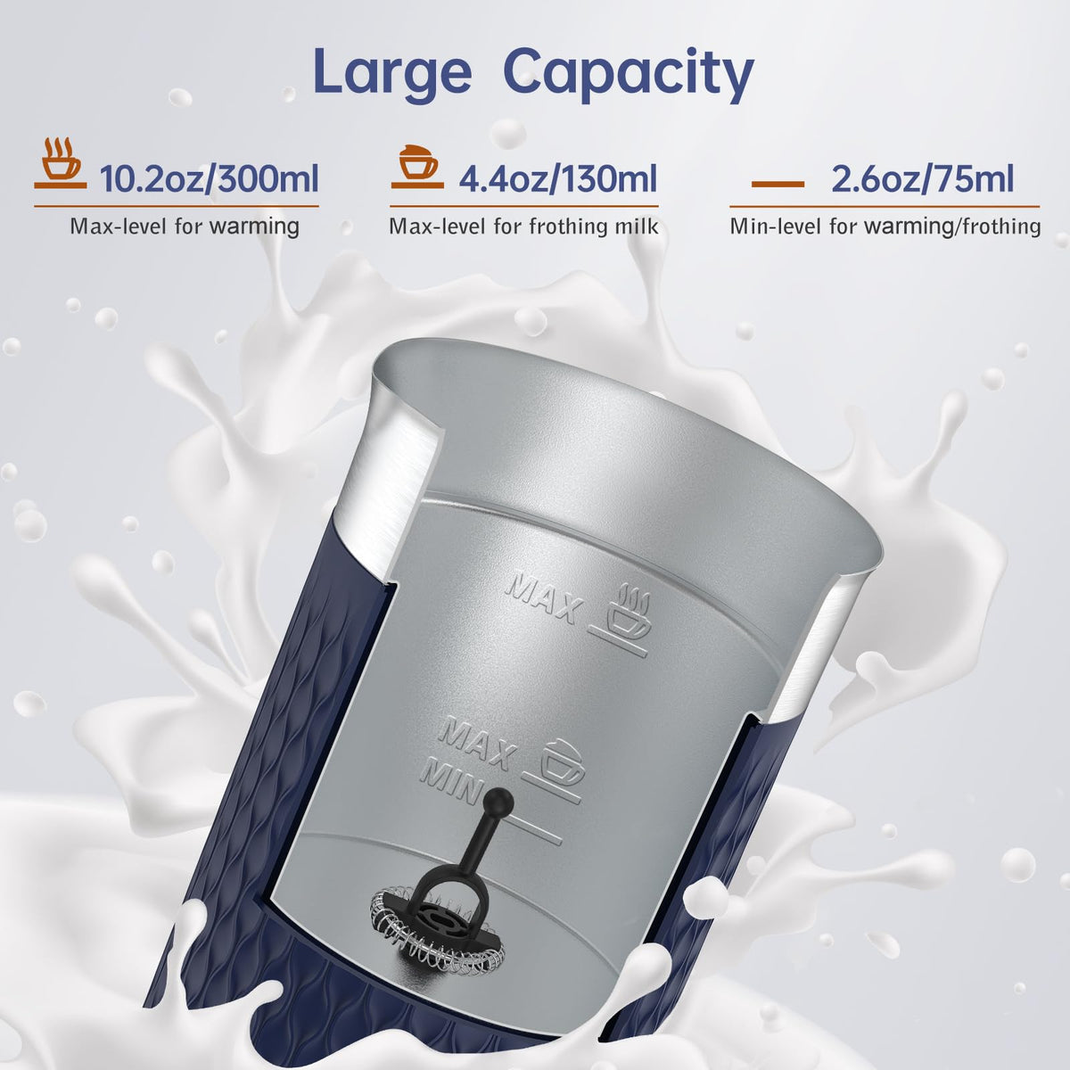 SIMPLETASTE Milk Frother, 4-in-1 Electric Automatic Milk Steamer, Warm and Cold Foam Maker and Milk Warmer for Latte, Macchiato, Cappuccino, Hot Chocolate