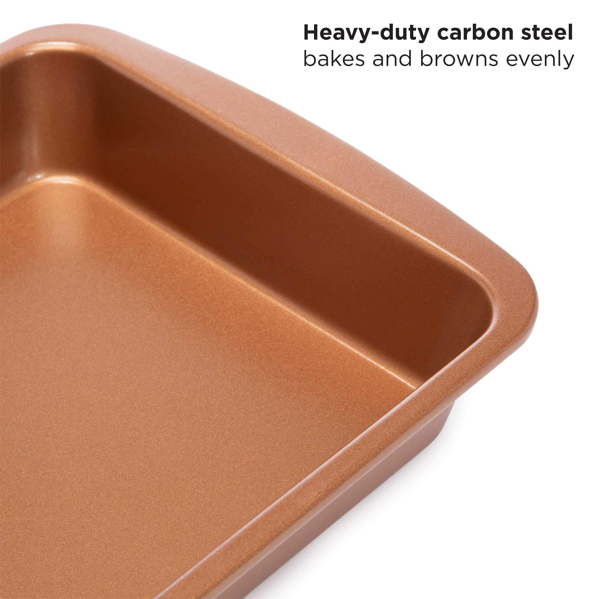 Ecolution Non-Stick Toaster Oven Bakeware Set, 4 Piece, Carbon Steel, Easy to Clean and Perfect for Single Servings, Copper
