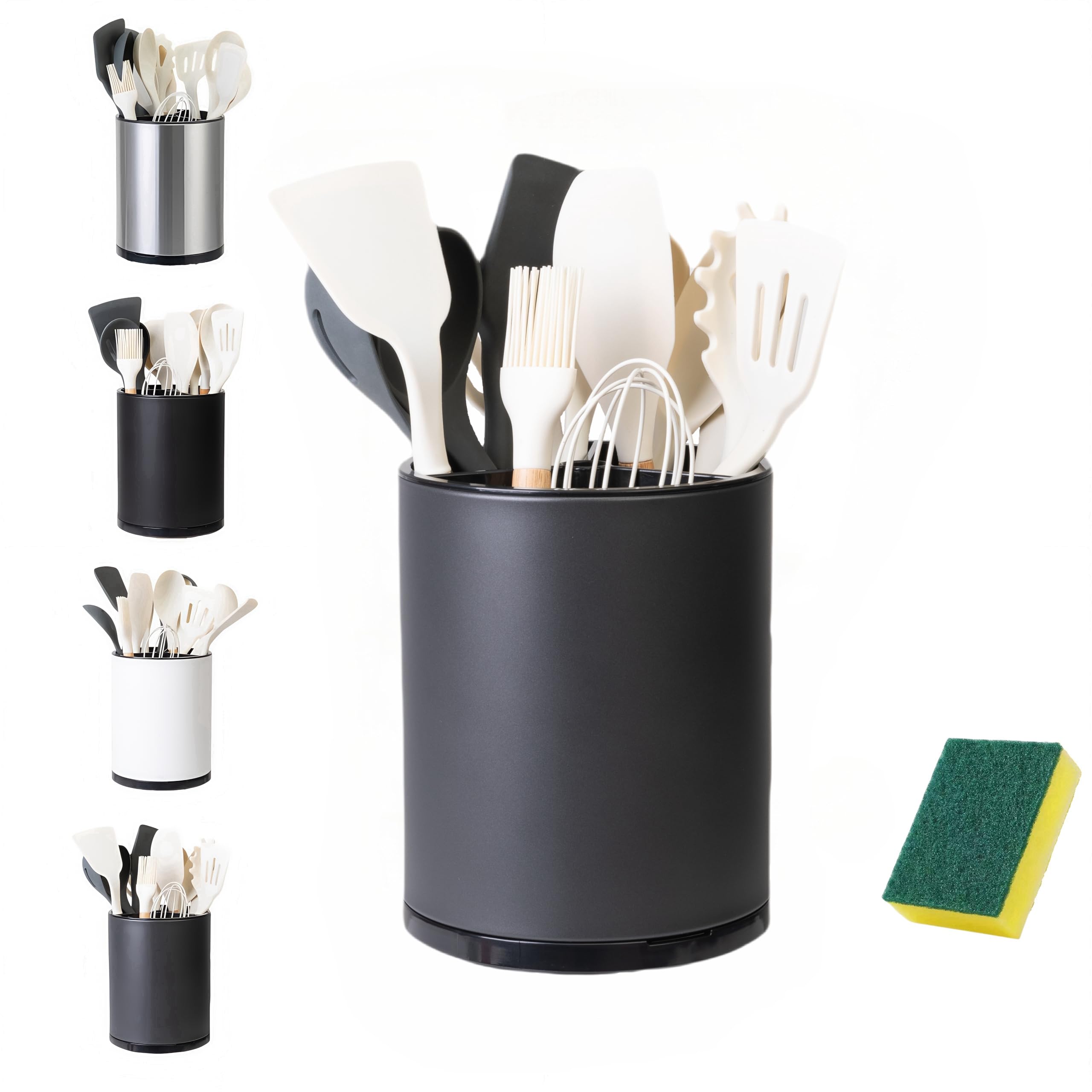 Utensil Holder,Large 360°Rotating Kitchen Utensil Holder For Counter