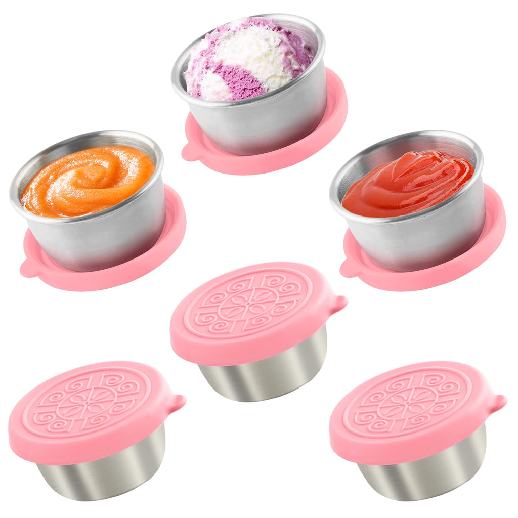 Qukaka 1.6 oz Stainless Steel Salad Dressing Containers with Lids, 6 Pack