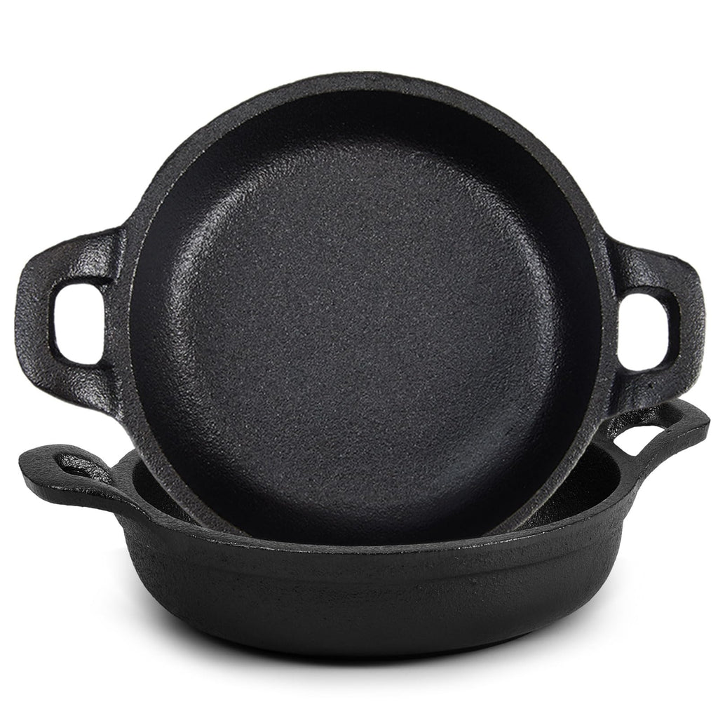 Ziliny 6 Pack Mini Cast Iron Skillets 6.3 x 6.3 x 1.5 Inch Pan Ramekin Set