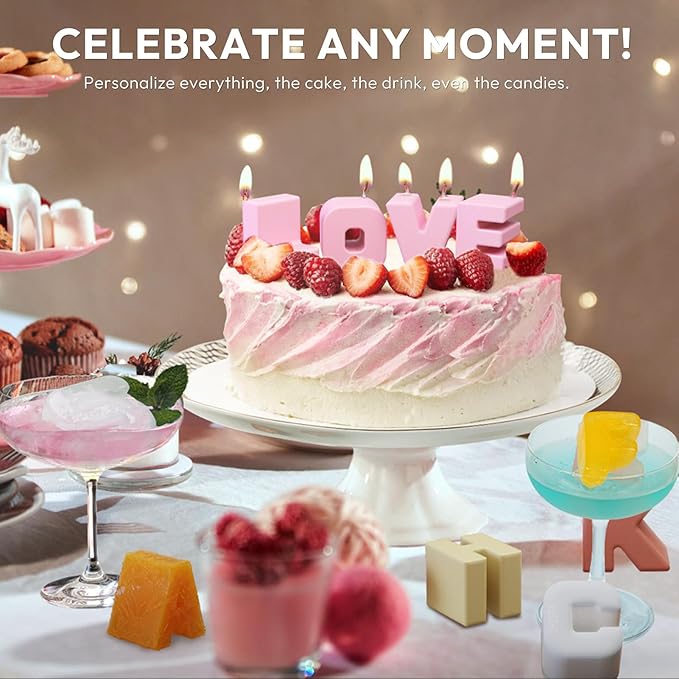 Customized Lette S Ice Cube Mold -Letter Silicone Ice Mold for Custom Ice Cube Mold and Baking Chocolate and Crafting Letter Molds, Ice Cube Molds for Cocktails & Whiskey with Custom Letters