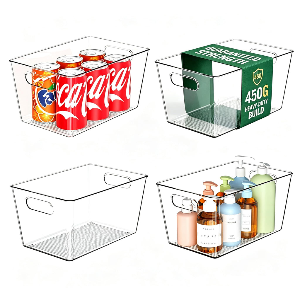 Joymeezo 6 Pack Clear Plastic Storage Bins, Kitchen&Pantry Organizer Large