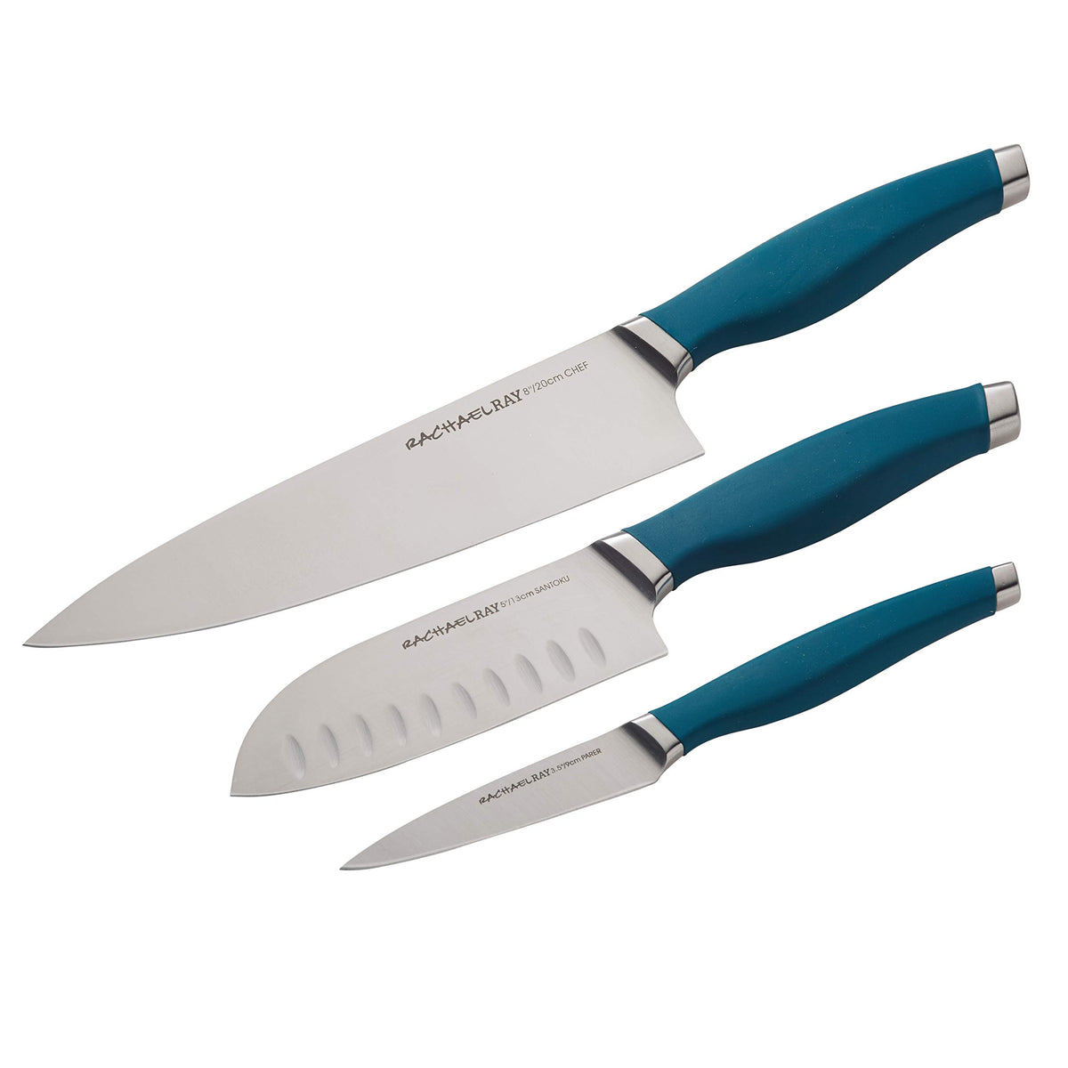 Rachael Ray Cucina Cutlery 2-Piece Japanese Stainless Steel Santoku Knife Set with Acacia Handles -,Acacia Wood