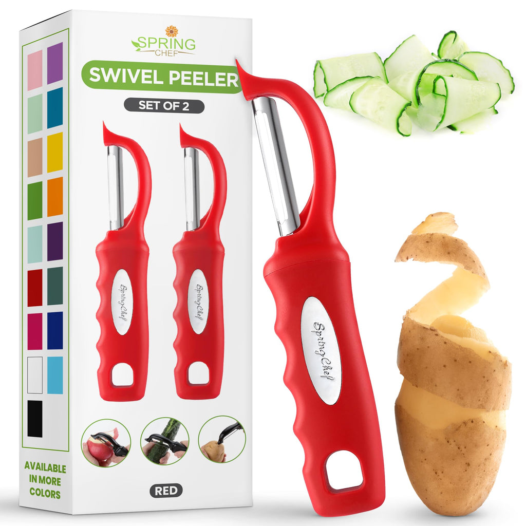 Spring Chef Original Swivel Vegetable Peeler with Soft Grip Handle, Black