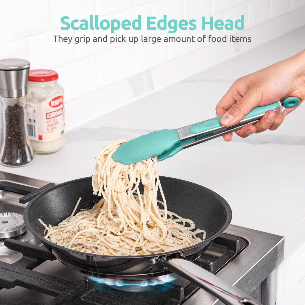 U-Taste Kitchen Tong for Cooking, 480ºF Heat-Resistant Tps, 9in/Aqua Sky