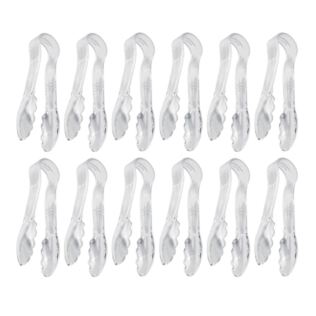 New Star Foodservice Utility Tong, High Heat Plastic, Scalloped, Set of 12 (6-Inch, Clear)