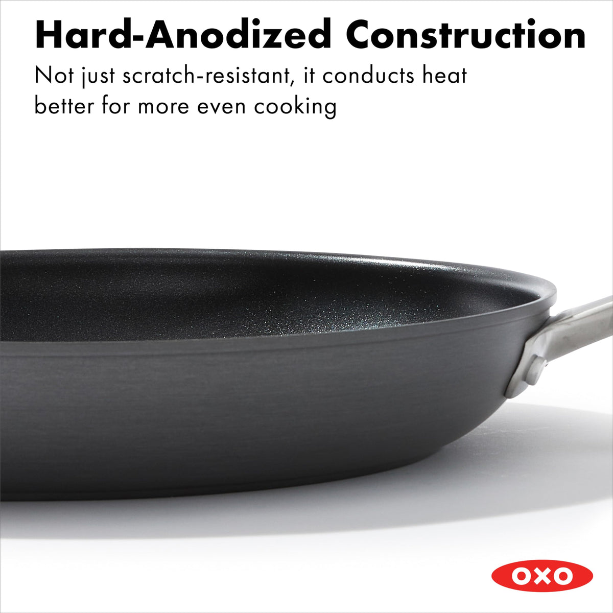 OXO Enhanced 12” Nonstick Frying Pan Skillet with Lid, Ceramic PFAS-Free Cookware, Durable Hard Anodized, Scratch Resistant, Stainless Steel Handle, Eggs & Omelets, Dishwasher & Oven Safe, Black