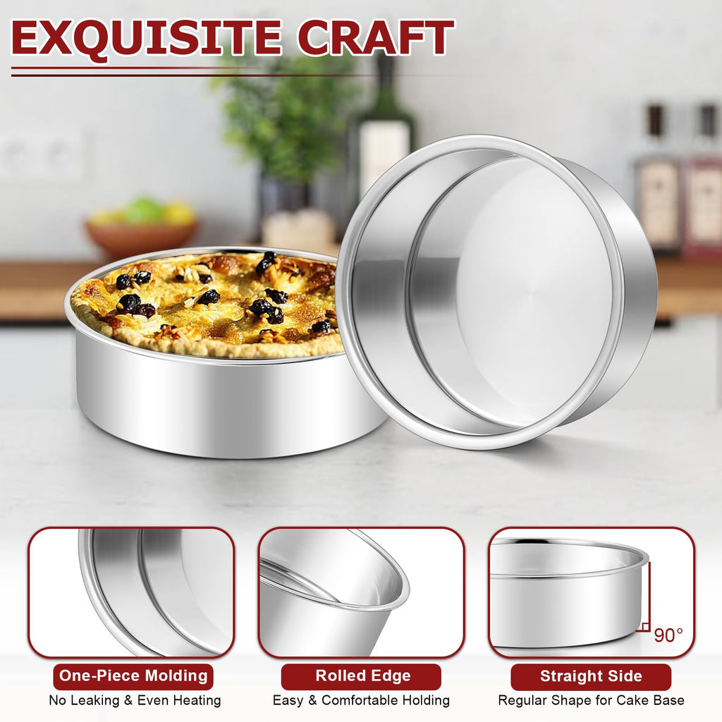 LIANYU 8 Inch Round Cake Pan Set, Baking Pans with 60 PCS Parchment Paper