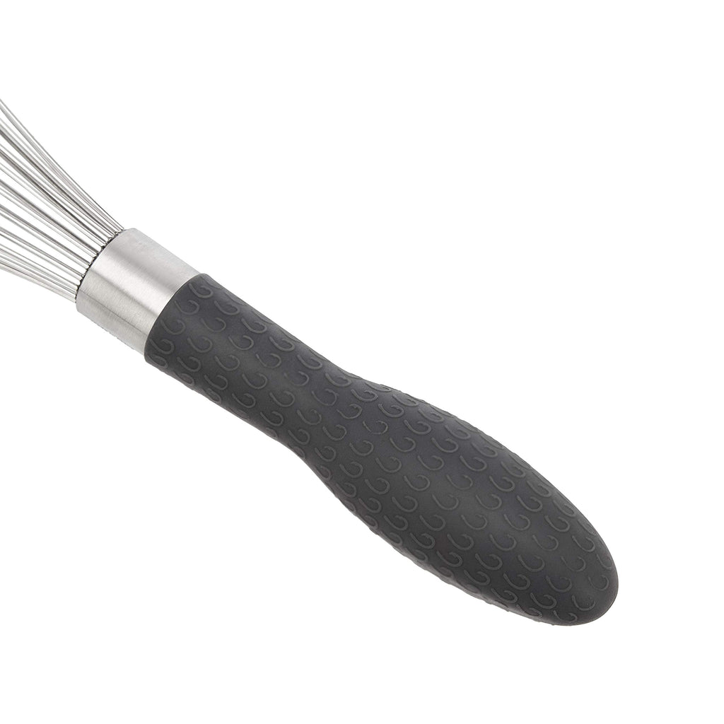 Amazon Basics Stainless Steel Wire Whisk Set for Cooking, Different Sizes, Easy to Hold Ergonomic Handle, 3 Piece, Black/Silver