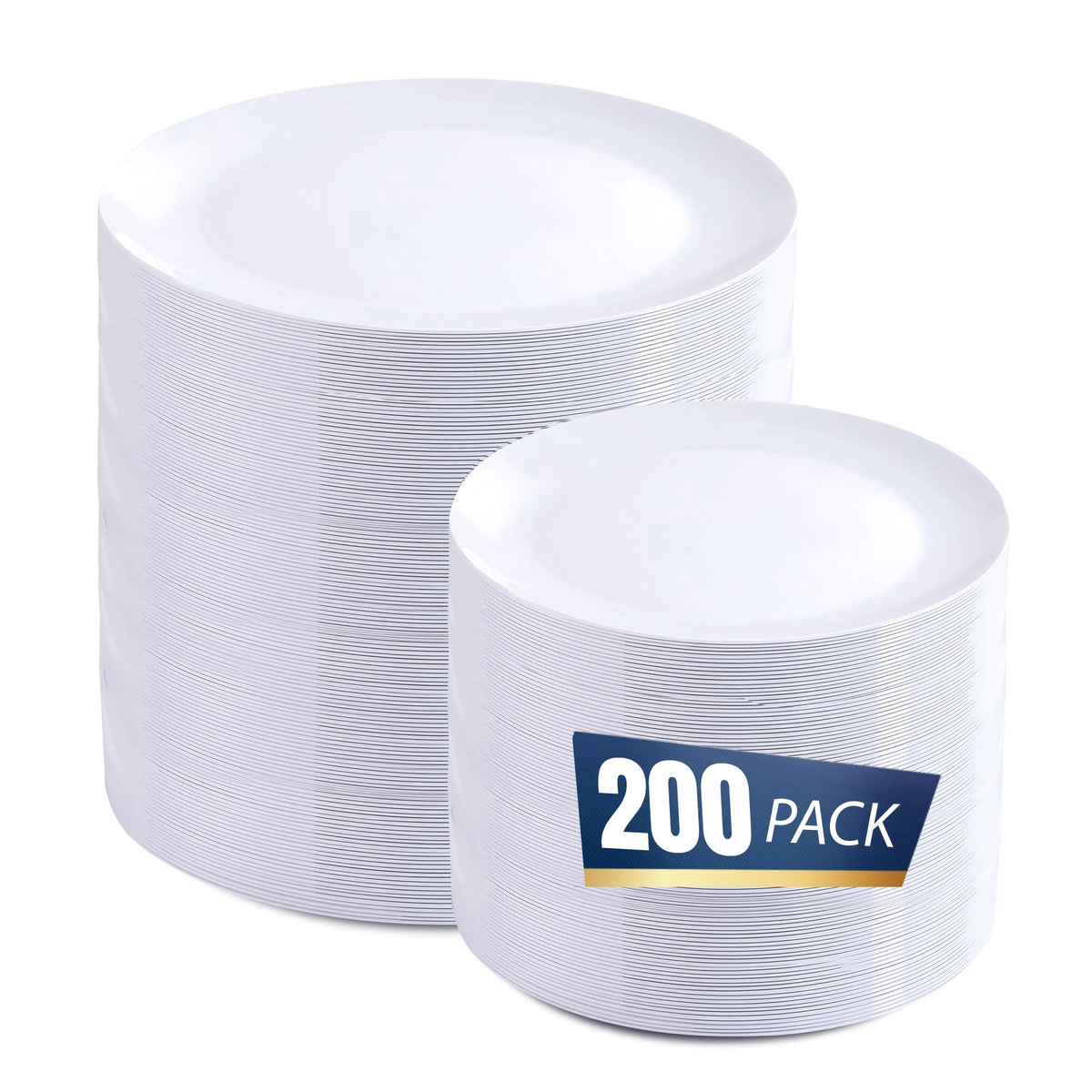 bUCLA 100PCS Clear and Gold Plastic Plates - Clear Disposable With Gold Rim Include 50 Each (10 inch Dinner & 7 inch Dessert) Plates, Ideal for Party & Thanksgiving