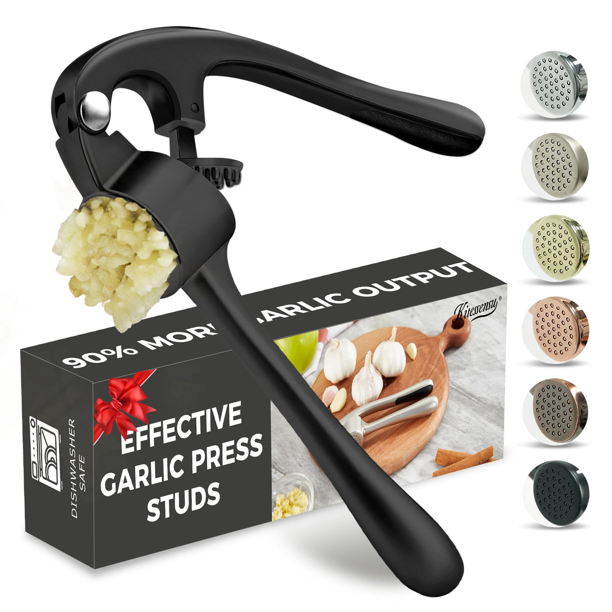 Premium Garlic Press, Professional Garlic Mincer, Easy to Squeeze and Clean, Rust Proof, Efficient Ginger Crusher - Sliver