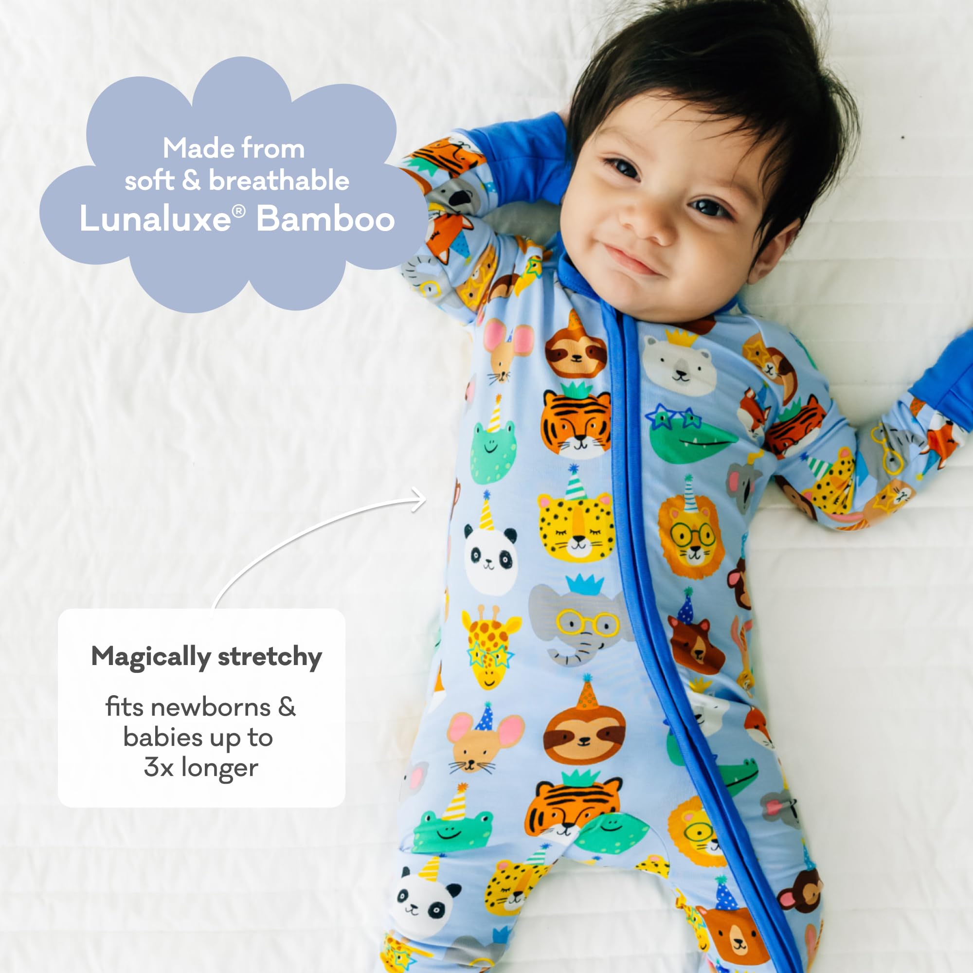 Little Sleepies Baby Pajamas, Blue Party Pals, Newborn