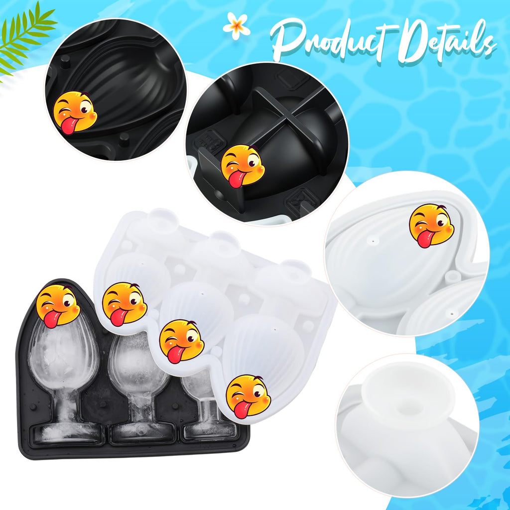 Hoolerry Ice Cube Molds Cube Trays Fun Shapes Silicone Ice Ball Maker with Lid for Whiskey Cocktails Juice Drinks Beverage Crafting Accessories Funny Gift(Black,Multi-size)