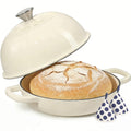 Enamelled Cast Iron Dutch Oven Pot – Dutch Oven Pot with Lid For Sourdough Bread Baking – Cast Iron Bread Oven – Red, Umite Chef 6QT Pot with Lid & Cotton Potholders